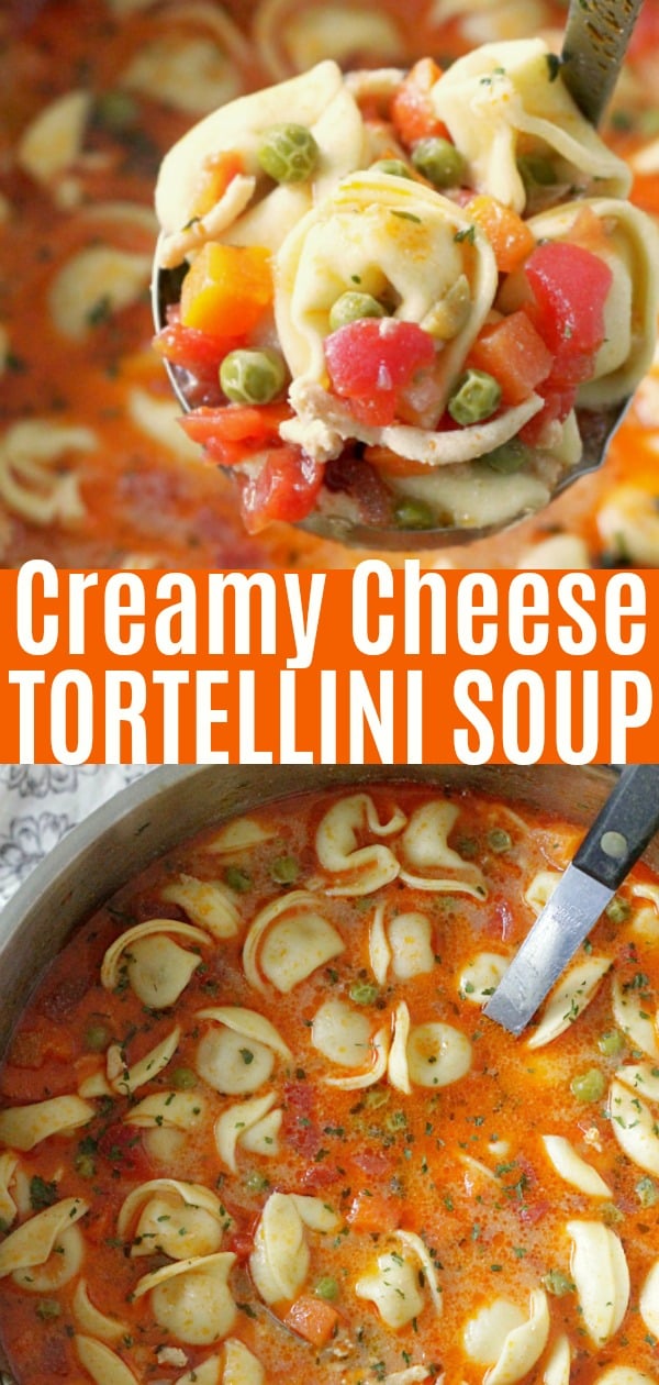 Creamy Cheese Tortellini Soup | Foodtastic Mom #soup #souprecipes #tortellinirecipes #tortellinisoup