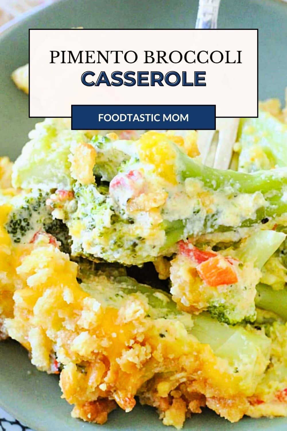 Classic broccoli casserole gets an upgrade with the addition of pimentos, a homemade cheesy sauce and a topping of buttery Ritz crackers. via @foodtasticmom