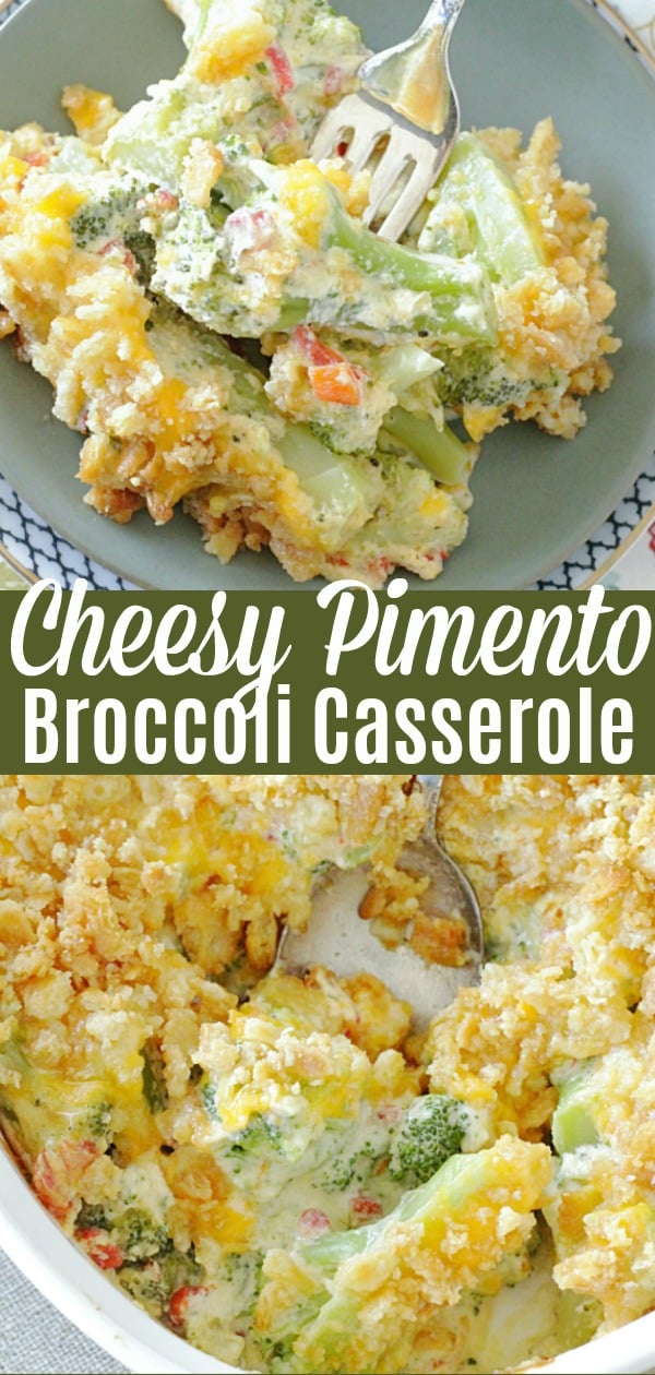 Cheesy Pimento Broccoli Casserole | Foodtastic Mom #broccolicasserole #thanksgiving #thanksgivingsides #broccolicasserolerecipe via @foodtasticmom