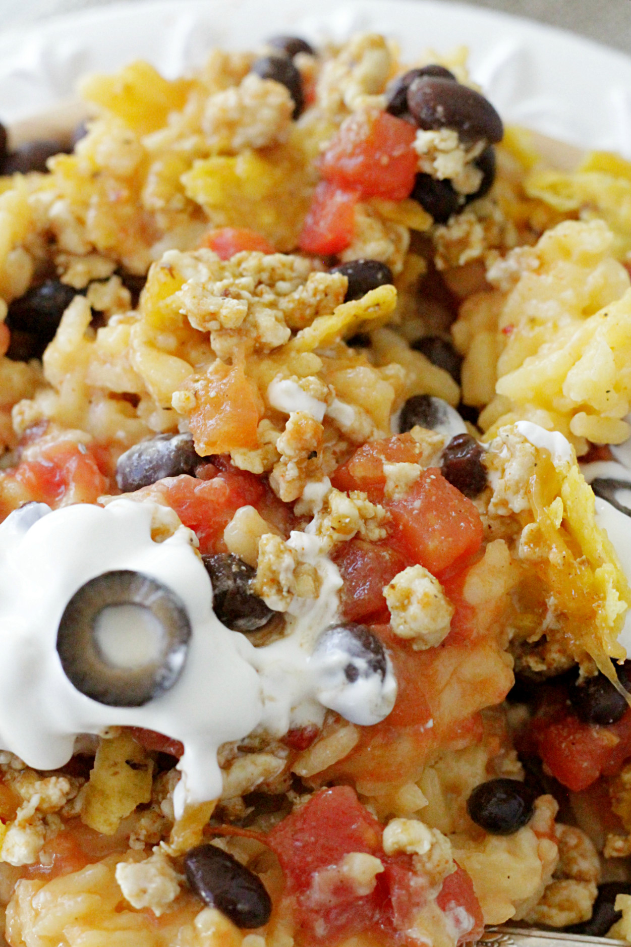 cheesy mexican rice casserole close up