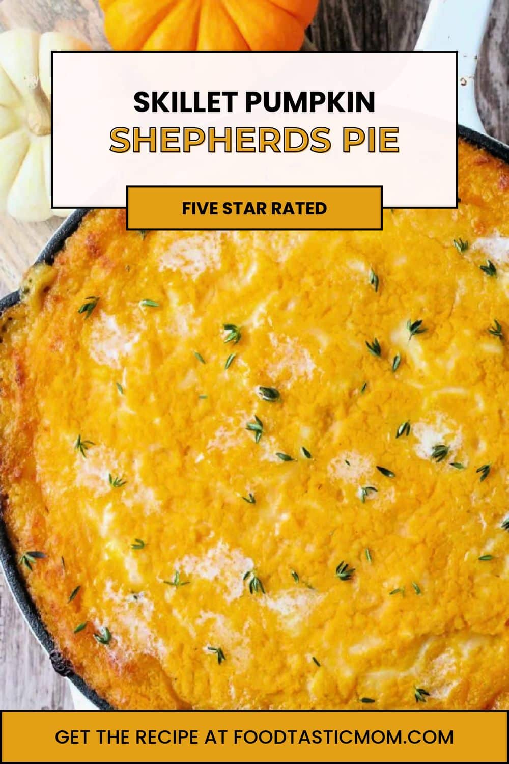 Pumpkin Shepherd's Pie is a comforting Thanksgiving inspired dish made with ground turkey, canned pumpkin, Brussels sprouts and bacon. via @foodtasticmom