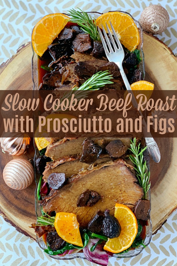 Slow Cooker Rump Roast with Prosciutto and Figs | Foodtastic Mom #ad #ohiobeef #christmasroastbeefdinner #christmasroastslowcooker
