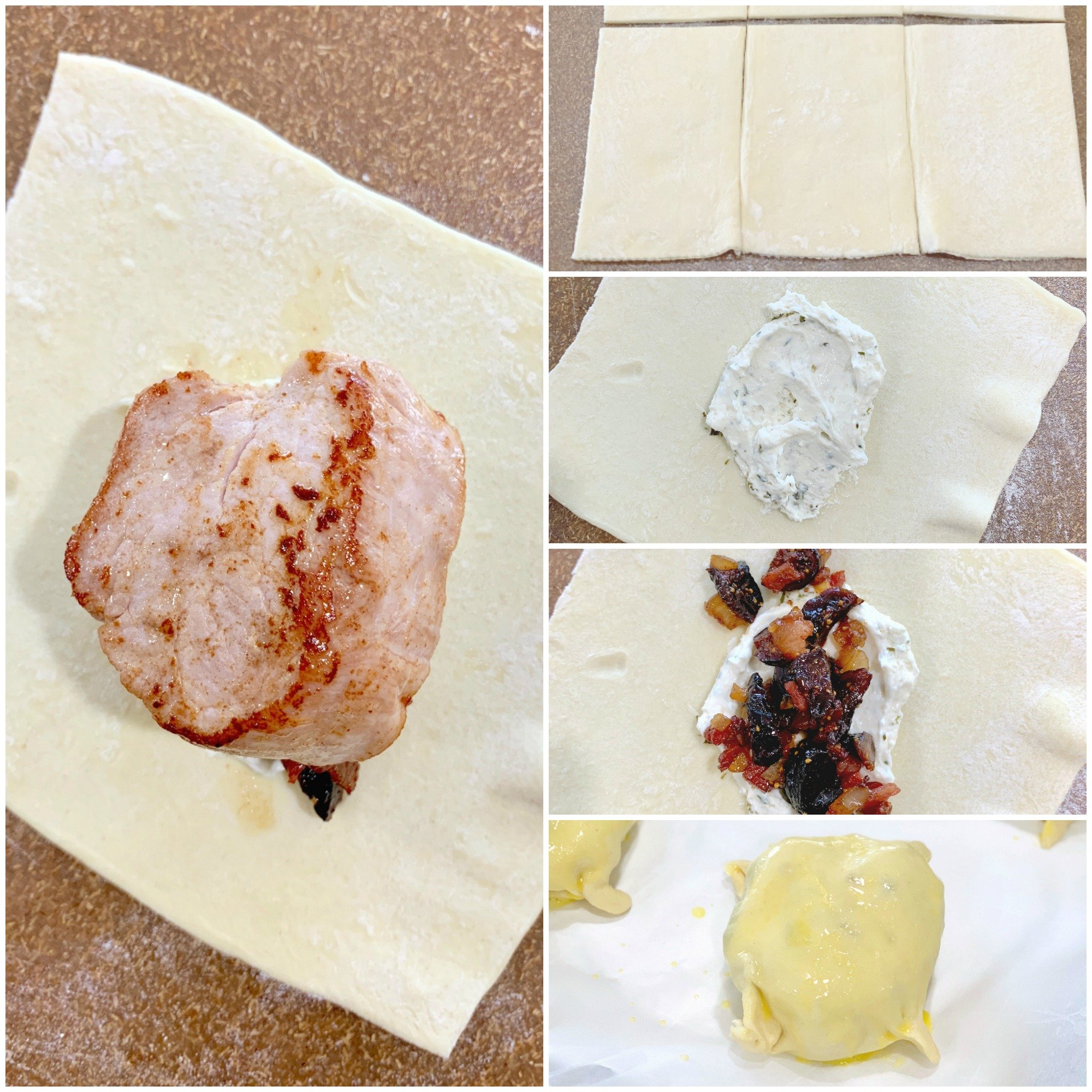 individual pork wellingtons recipe collage two