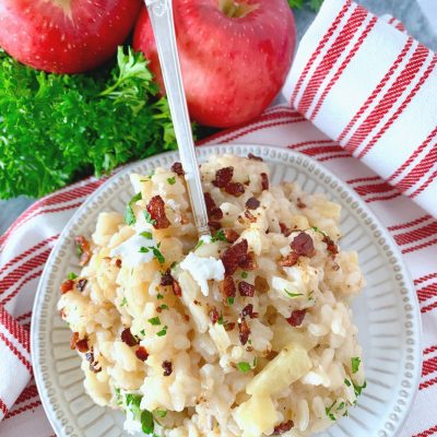 Bacon Apple Risotto with Goat Cheese | Foodtastic Mom #ad #neatnest #farberware #neatnestfortheholidays
