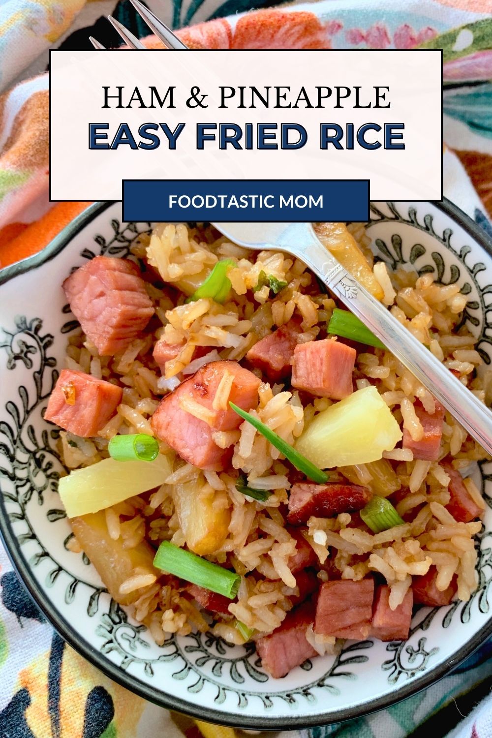 Easy and delicious fried rice recipe that is perfect for leftover ham! Save this recipe for your leftover Christmas and Easter hams. via @foodtasticmom