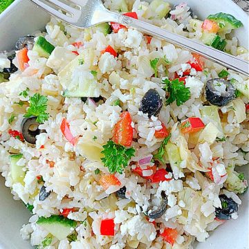 Greek Rice Salad | Foodtastic Mom #greekricesalad #ricerecipes