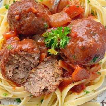 beef bourguignon meatballs cut in half