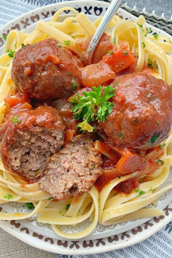 beef bourguignon meatballs cut in half