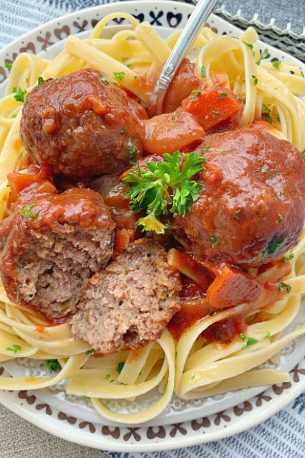 beef bourguignon meatballs cut in half