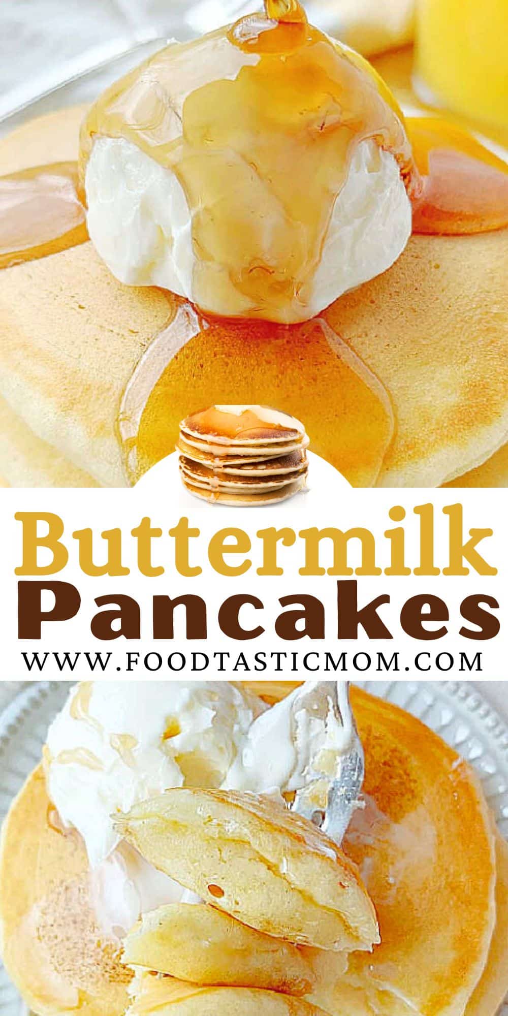 Full fat buttermilk and the correct ratio of ingredients are what you need to make The Best Buttermilk Pancakes. This post includes a video tutorial. via @foodtasticmom