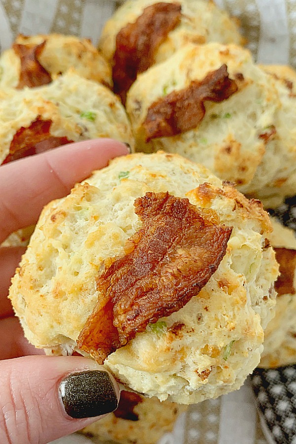 close up of blue cheese bacon scone