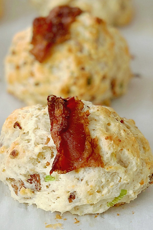 blue cheese bacon scones on baking sheet