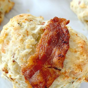 top view of scone topped with bacon