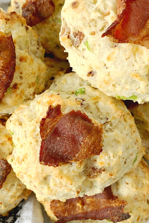 basket of blue cheese bacon scones