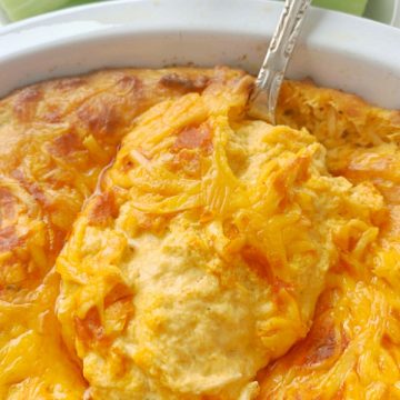 close up of spoon in dish of buffalo chicken dip