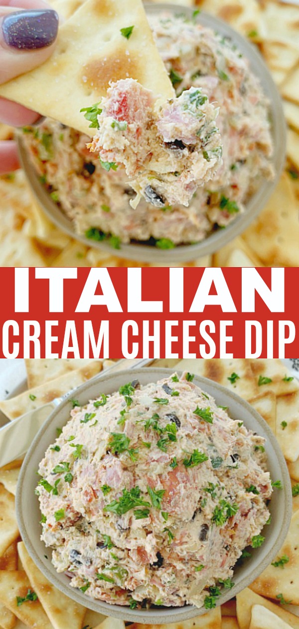 Italian Cream Cheese Dip | Foodtastic Mom #diprecipes #cheesespread #easyappetizer #italianrecipes via @foodtasticmom