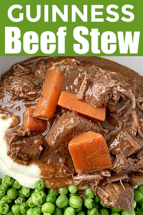 Slow Cooker Guinness Beef Stew will have you coming back for seconds even if it's not St. Patrick's Day. The stew is hearty, savory and a little sweet with a secret ingredient you might not guess. via @foodtasticmom