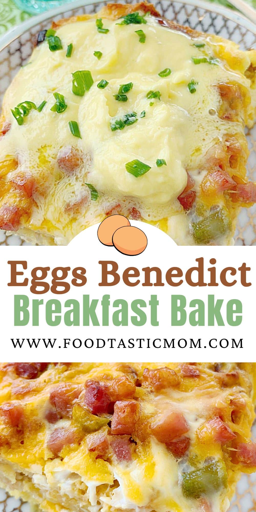 Eggs Benedict Breakfast Bake turns a delicious but fussy classic into a stunning dish for a crowd. The best English muffins are baked with cooked ham and an egg custard then smothered with blender hollandaise sauce before serving. via @foodtasticmom