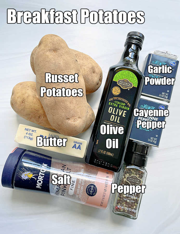 picture of all ingredients needed for making breakfast potatoes