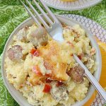 bowl of loaded grits breakfast casserole