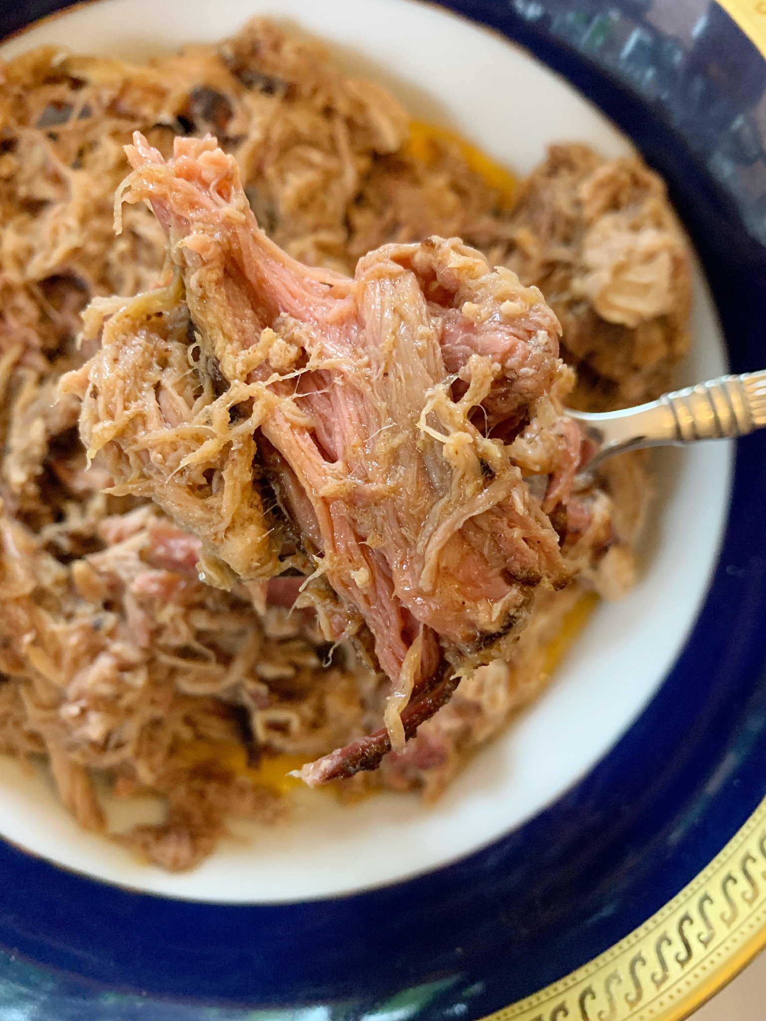 bowl of pulled pork from sweets and meats
