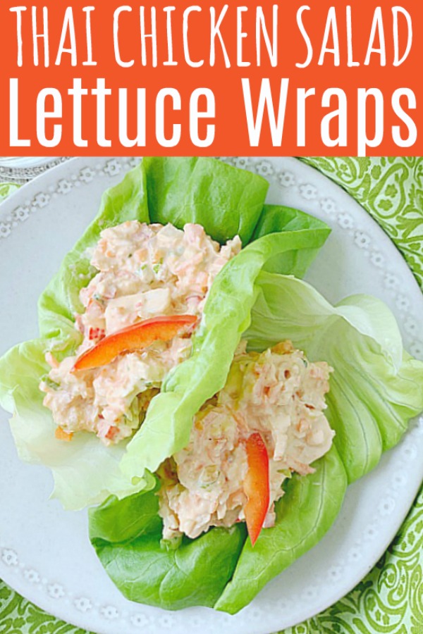 Thai Chicken Salad Lettuce Wraps | Foodtastic Mom #chickensaladrecipe #lettucewraps