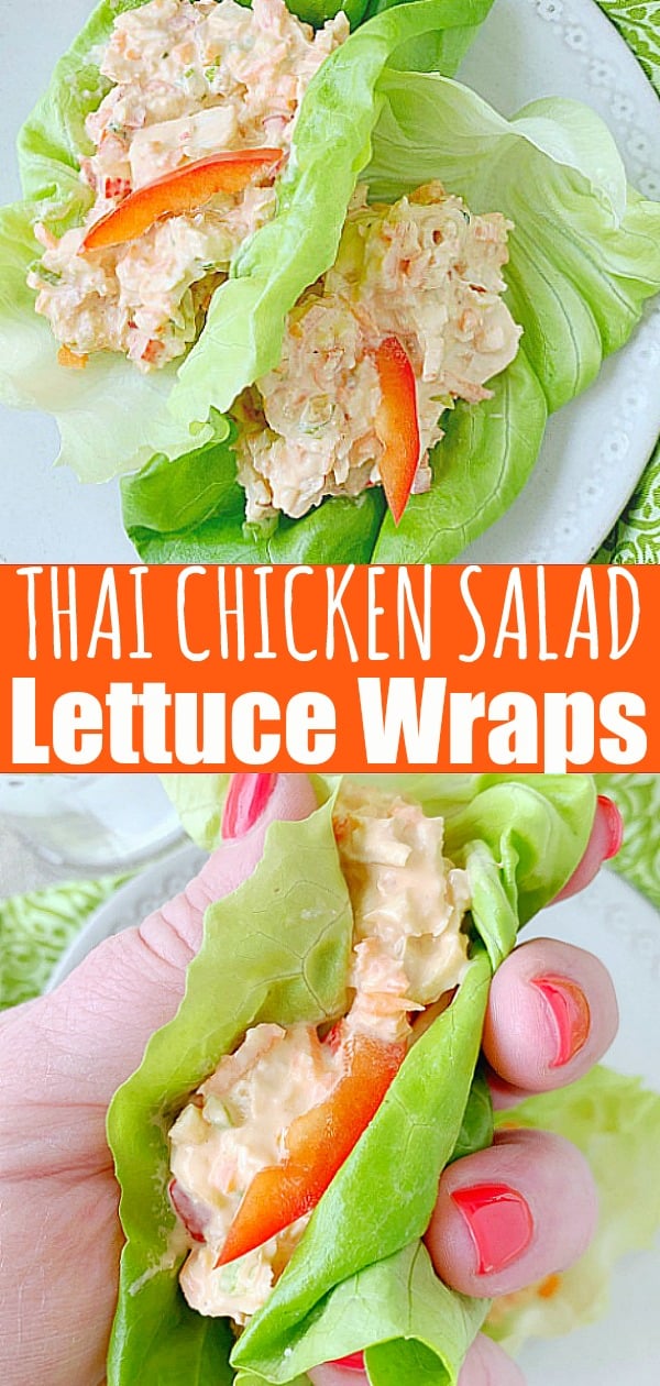 Thai Chicken Salad Lettuce Wraps | Foodtastic Mom #chickensaladrecipe #lettucewraps