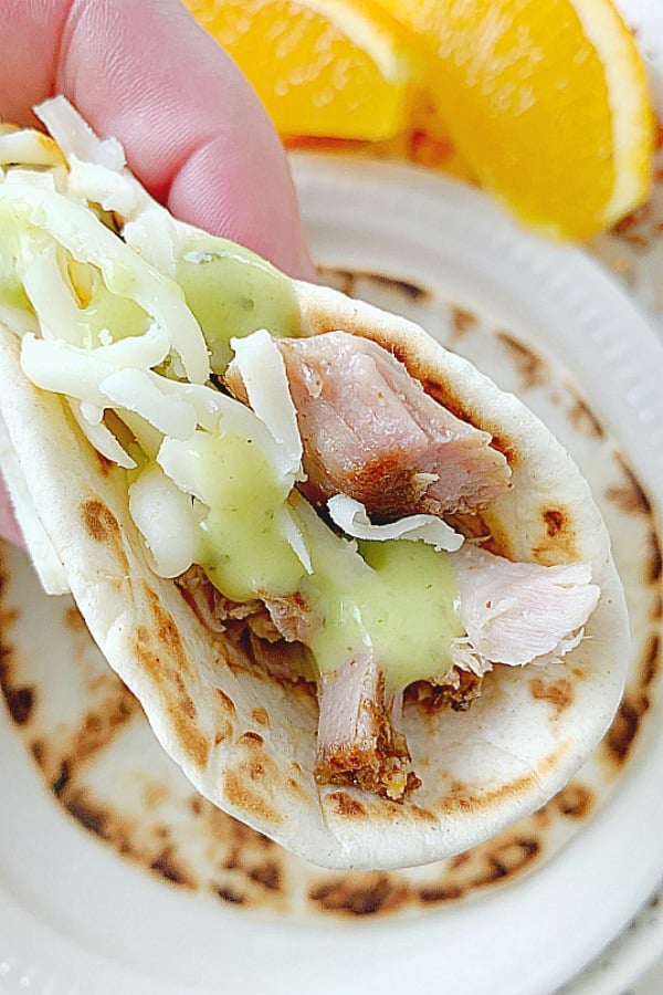 pork carnitas on the grill taco