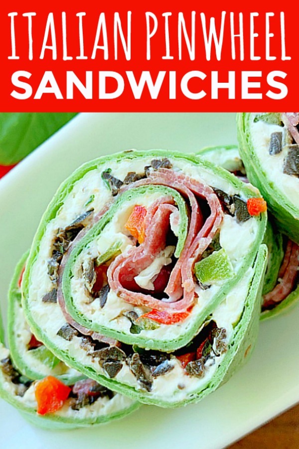 Italian Pinwheel Sandwiches | Foodtastic Mom #pinwheelappetizers #pinwheelsandwiches #appetizerrecipes #easyappetizer via @foodtasticmom