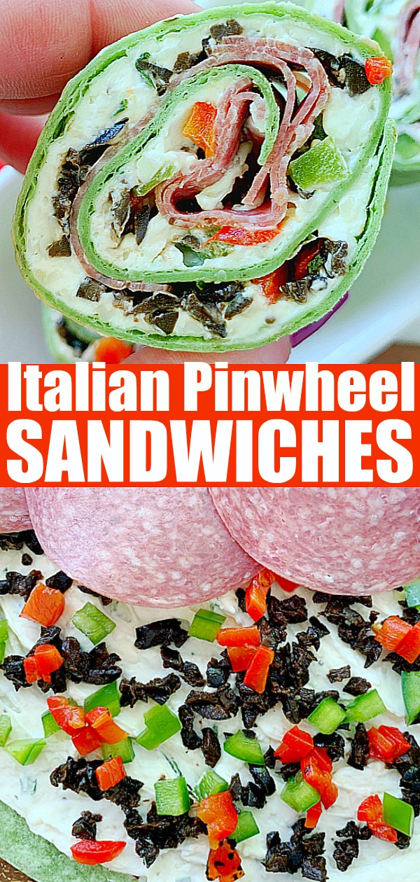 Italian Pinwheel Sandwiches | Foodtastic Mom #pinwheelappetizers #pinwheelsandwiches