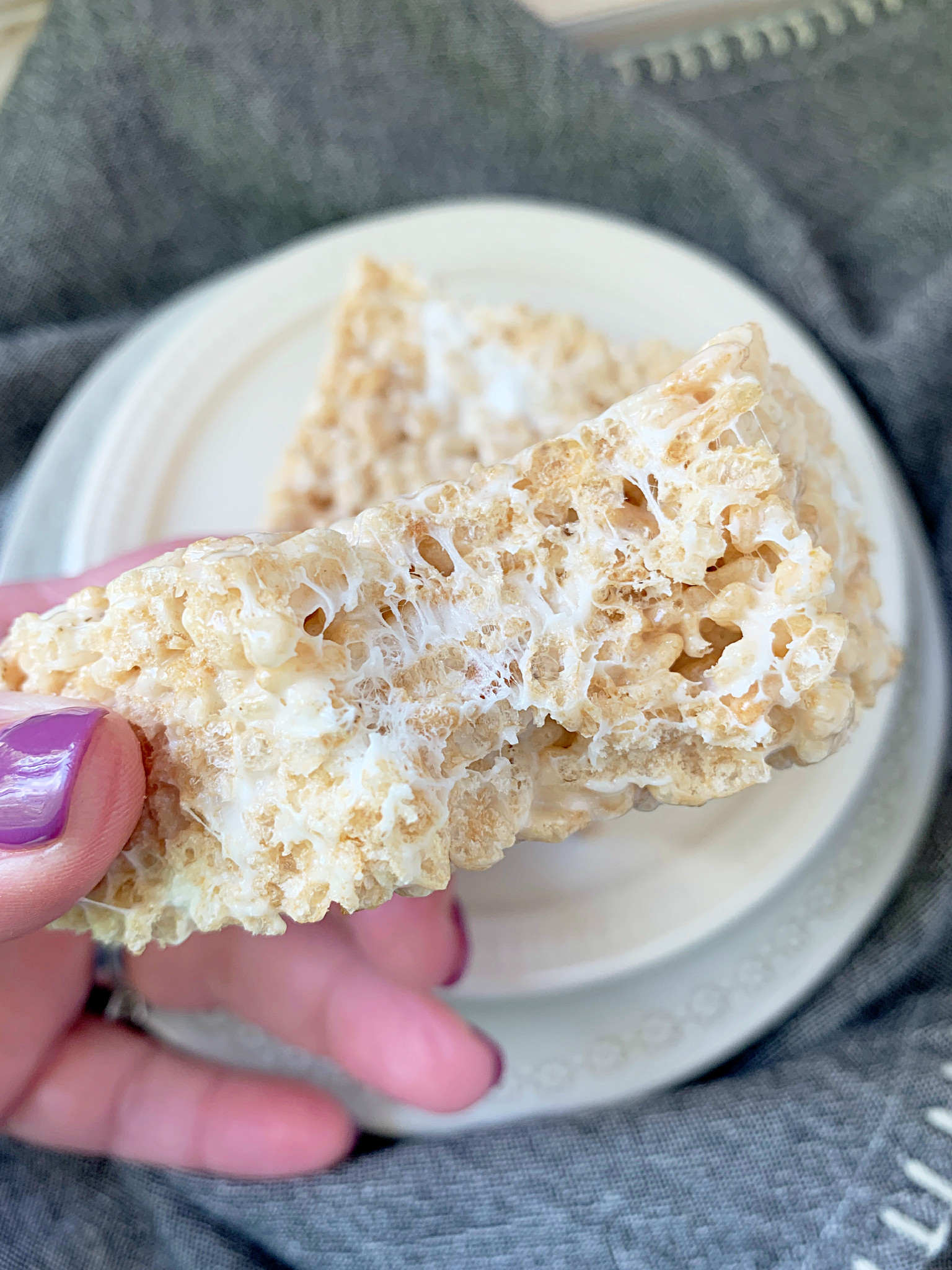 rice krispie treat with bite taken out of it