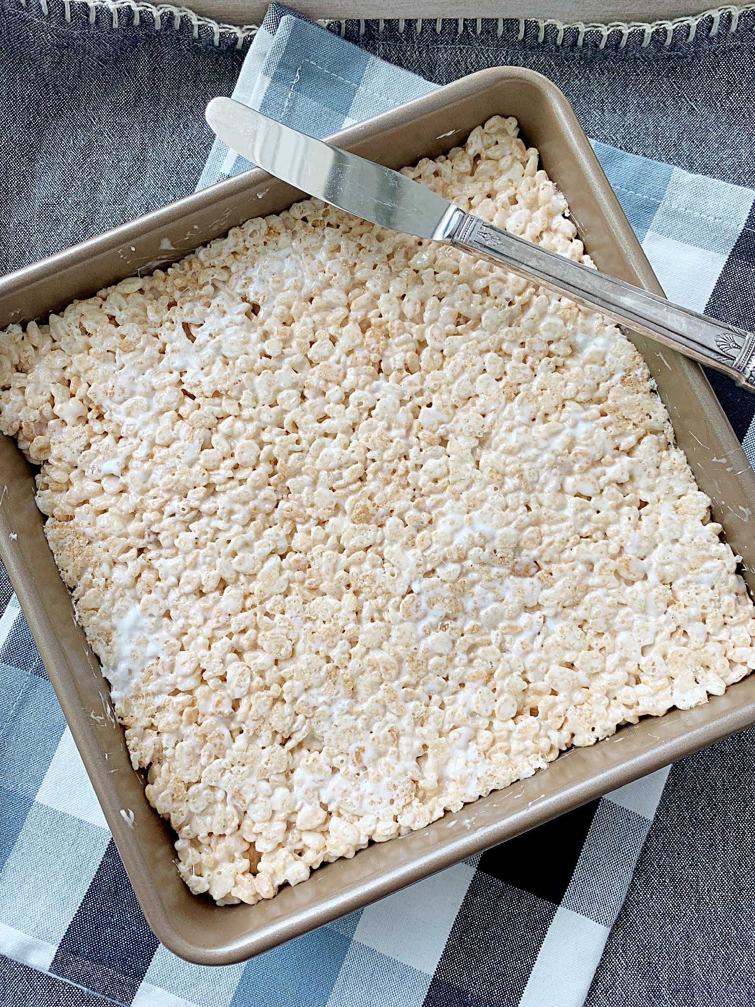 rice krispie treats in the pan