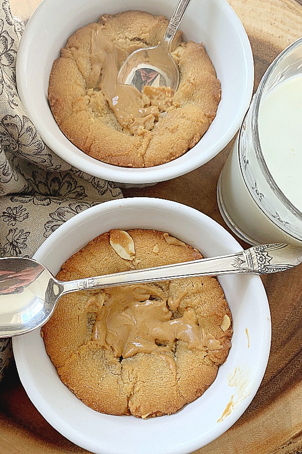 overhead view of peanut butter cookie cakes