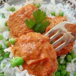 indian chicken meatball on a fork