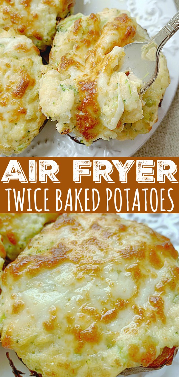 Air Fryer Twice Baked Potatoes | Foodtastic Mom #airfryerrecipes #twicebakedpotatoes #potatorecipes via @foodtasticmom