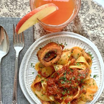 osso buco slow cooker ragu overhead view