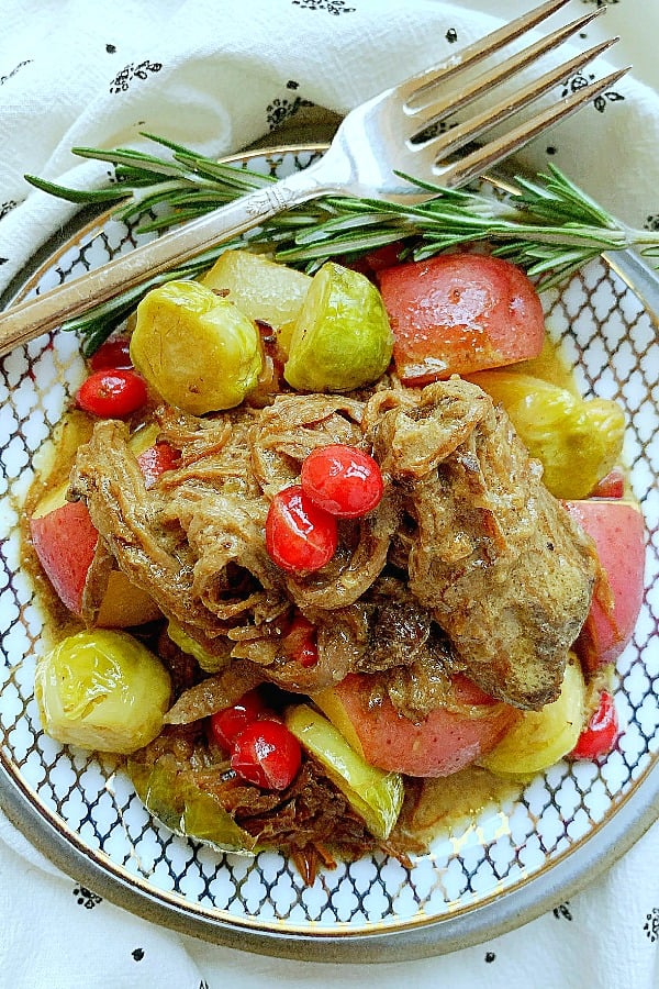 slow cooker cranberry pot roast on a plate