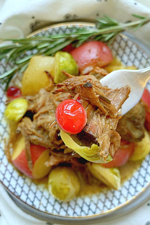 forkful of cranberry pot roast