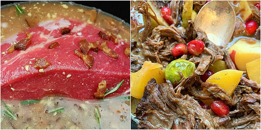 cranberry pot roast before and after