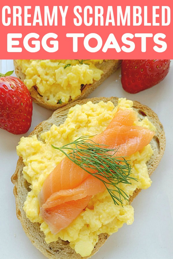Creamy Scrambled Egg Toasts | Foodtastic Mom #ad #ohioeggs #eggrecipes #eggs