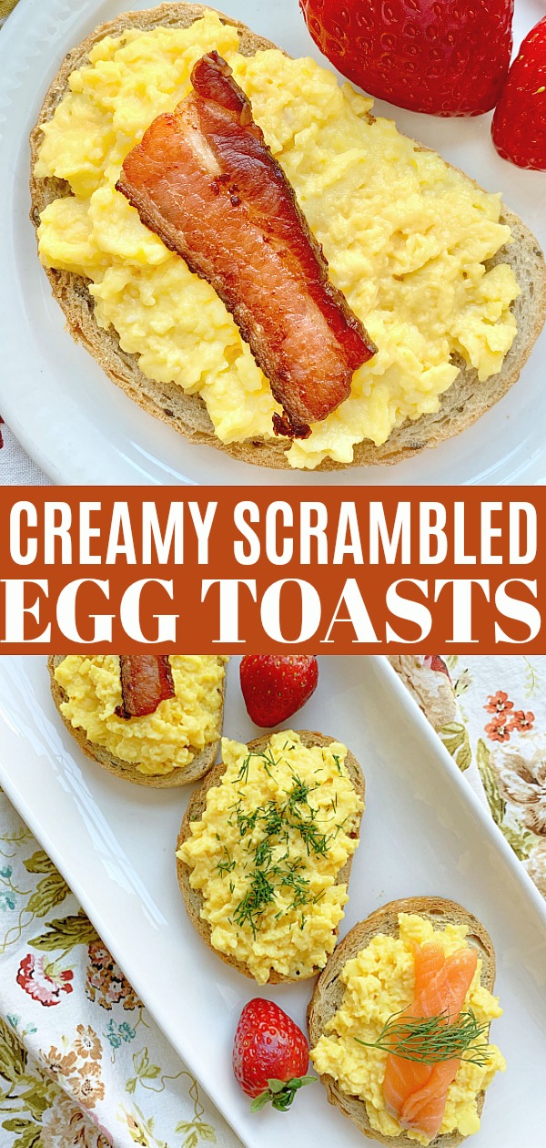 Creamy Scrambled Egg Toasts | Foodtastic Mom #ad #ohioeggs #eggrecipes #eggs