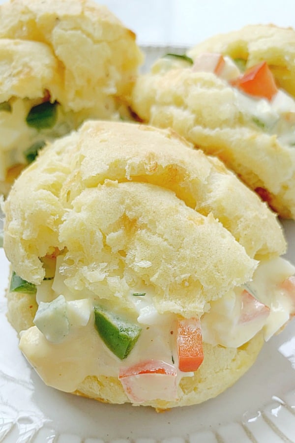 gougeres filled with egg salad