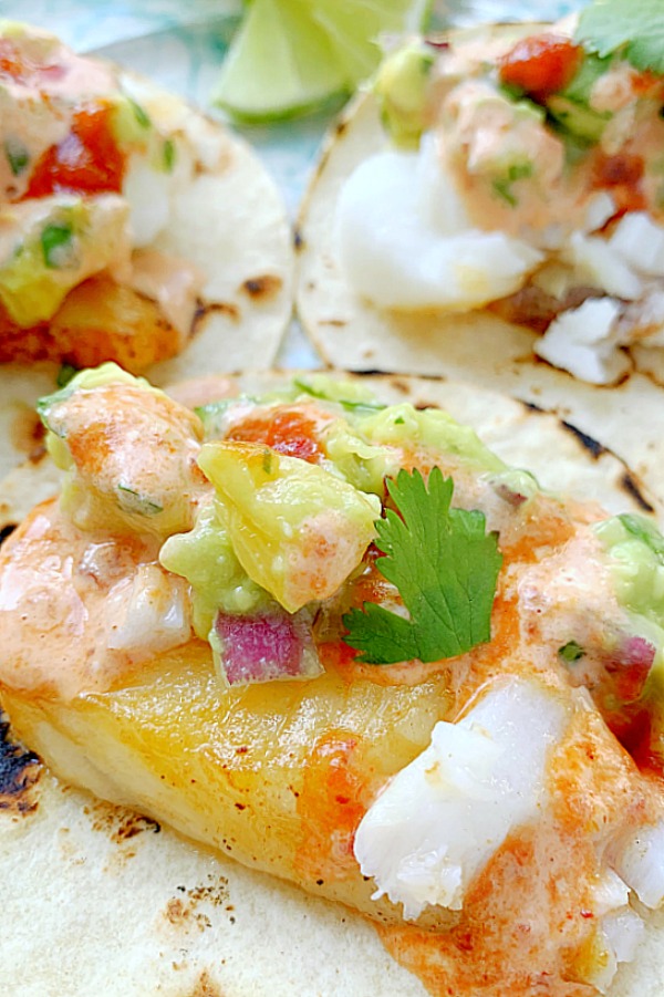 side view of fish tacos