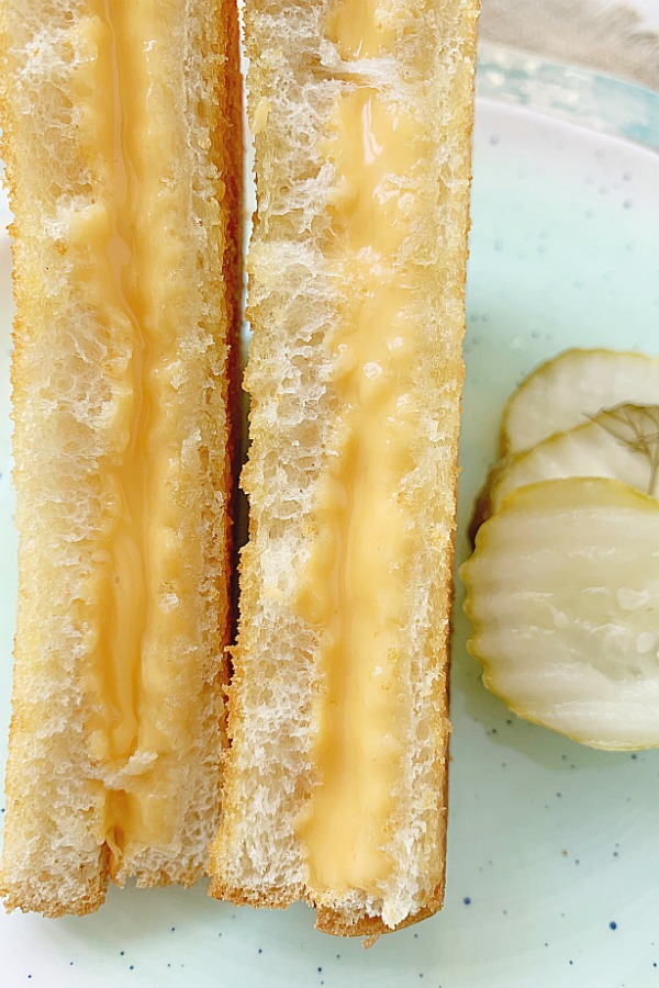 close up of air fryer grilled cheese