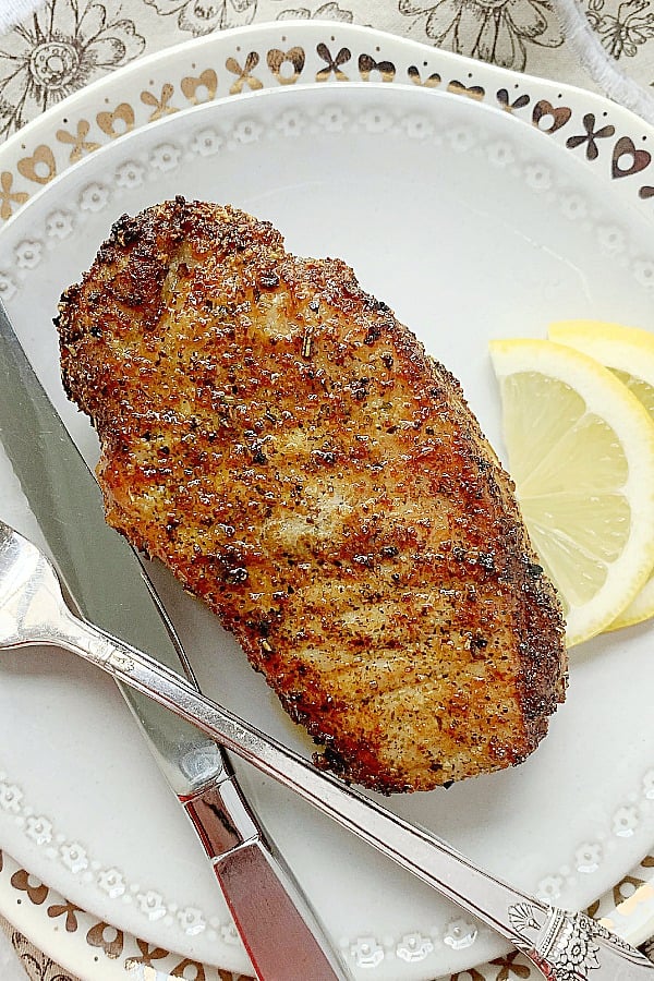 air fryer pork chop on a plate