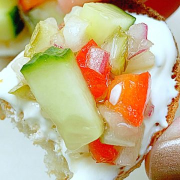 take a bite of cucumber bruschetta