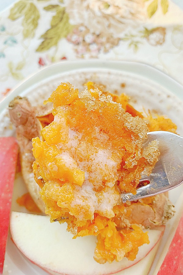 bite of microwave sweet potato