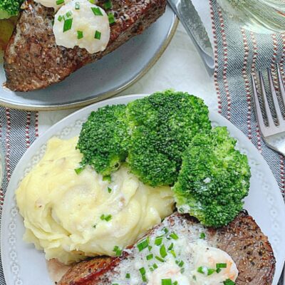 air fryer steak with shrimp cream sauce