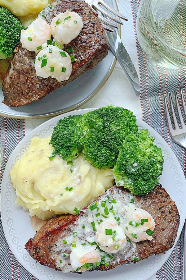 air fryer steak with shrimp cream sauce