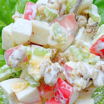 apple salad on plate with lettuce